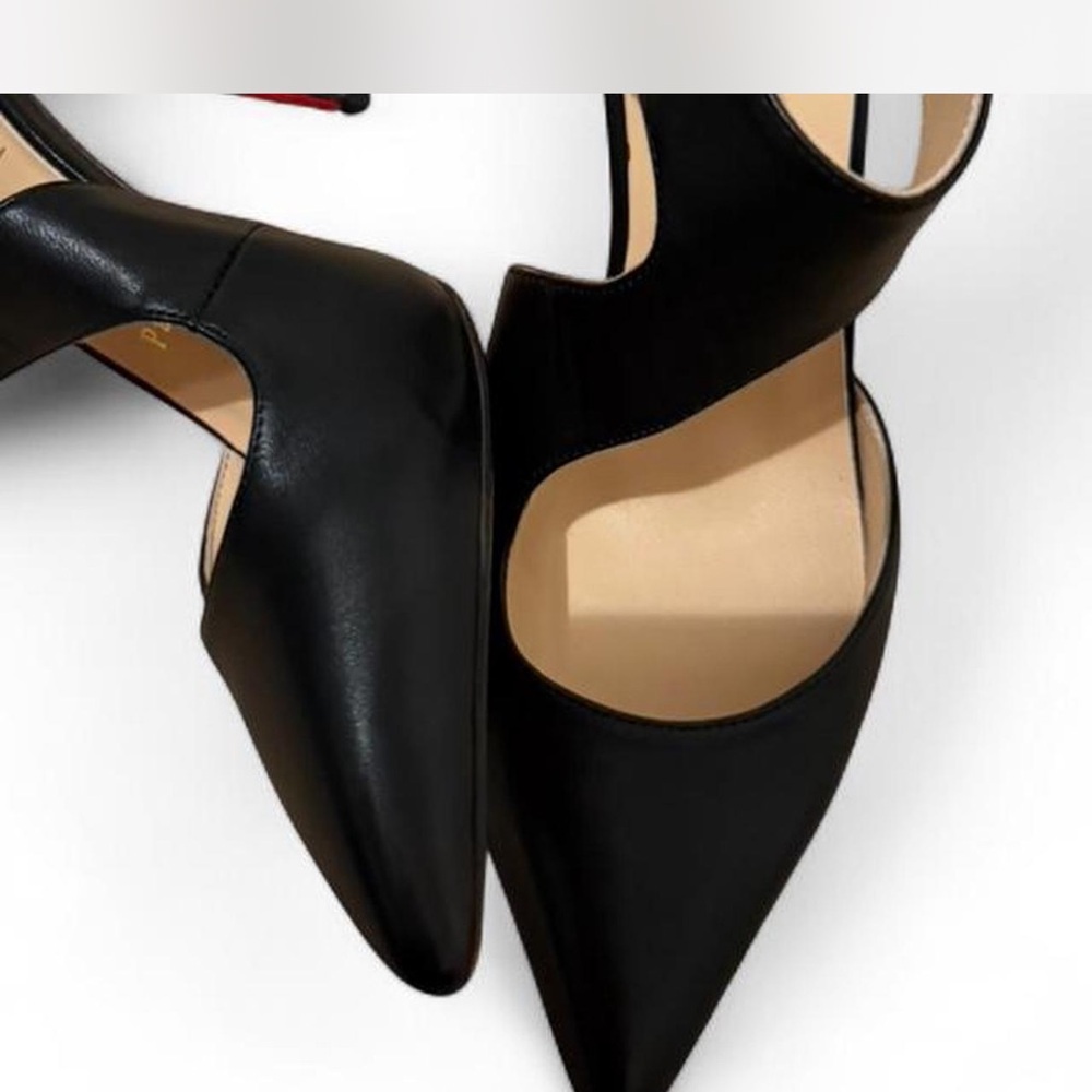 Black Pointed-Toe Ankle Strap Heels - Picture 6 of 7